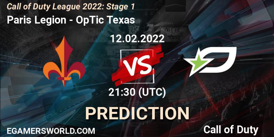 Paris Legion vs OpTic Texas: Betting TIp, Match Prediction. 12.02.22. Call of Duty, Call of Duty League 2022: Stage 1