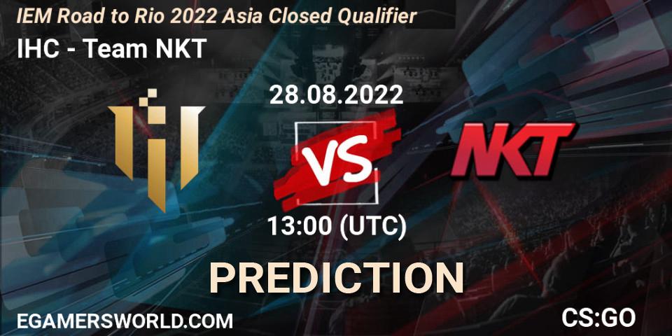 IHC vs Team NKT: Betting TIp, Match Prediction. 28.08.2022 at 13:00. Counter-Strike (CS2), IEM Road to Rio 2022 Asia Closed Qualifier