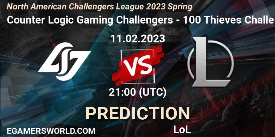 Counter Logic Gaming Challengers vs 100 Thieves Challengers: Betting TIp, Match Prediction. 11.02.23. LoL, NACL 2023 Spring - Group Stage