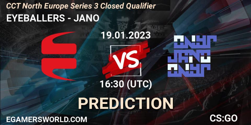 EYEBALLERS vs JANO: Betting TIp, Match Prediction. 19.01.2023 at 16:40. Counter-Strike (CS2), CCT North Europe Series 3 Closed Qualifier