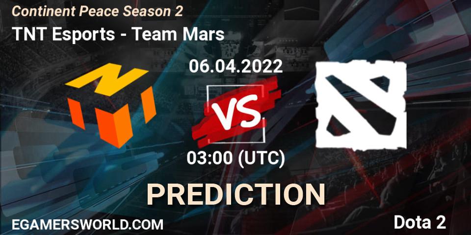 TNT Esports vs Team Mars: Betting TIp, Match Prediction. 06.04.2022 at 03:10. Dota 2, Continent Peace Season 2 