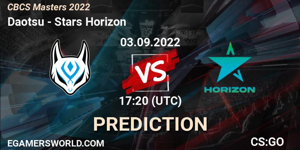Daotsu vs Stars Horizon: Betting TIp, Match Prediction. 03.09.2022 at 17:20. Counter-Strike (CS2), CBCS Masters 2022