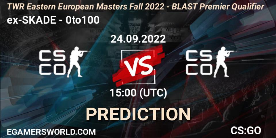 ex-SKADE vs 0to100: Betting TIp, Match Prediction. 24.09.22. CS2 (CS:GO), TWR Eastern European Masters: Fall 2022