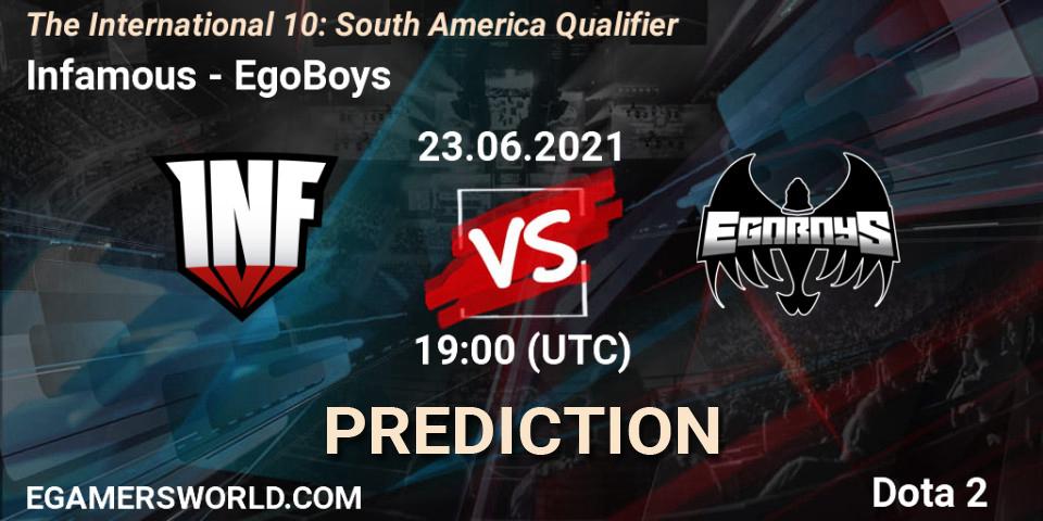 Infamous vs EgoBoys: Betting TIp, Match Prediction. 23.06.21. Dota 2, The International 10: South America Qualifier