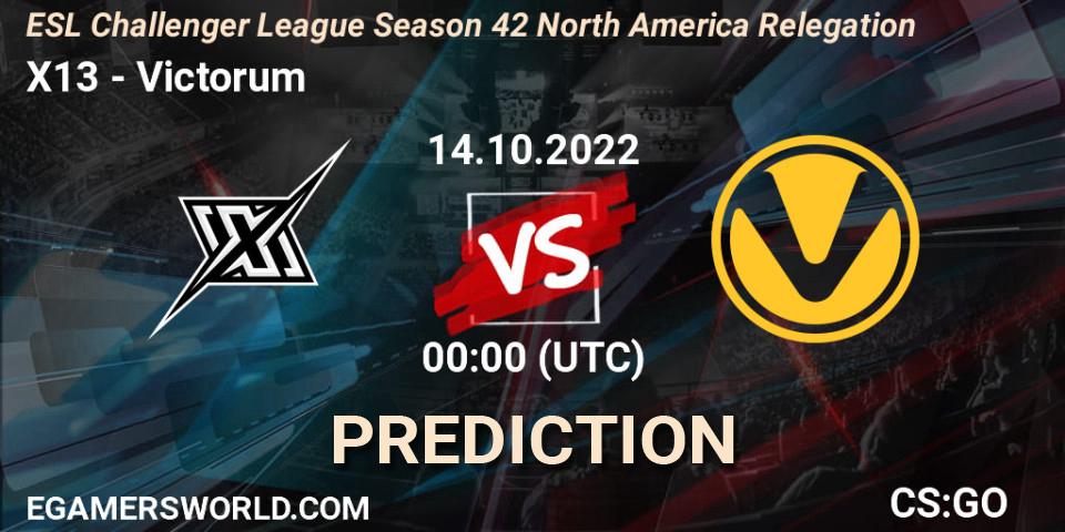 X13 vs Victorum: Betting TIp, Match Prediction. 14.10.22. CS2 (CS:GO), ESL Challenger League Season 42 North America Relegation