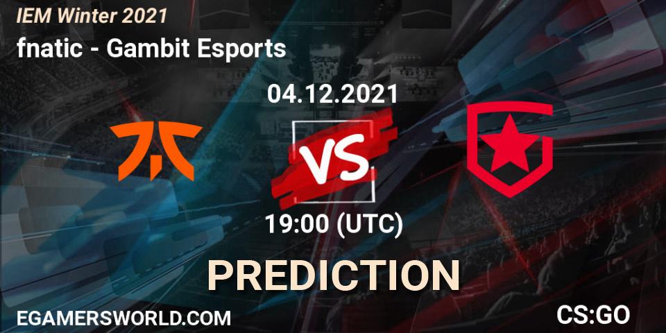 fnatic vs Gambit Esports: Betting TIp, Match Prediction. 04.12.21. CS2 (CS:GO), IEM Winter 2021