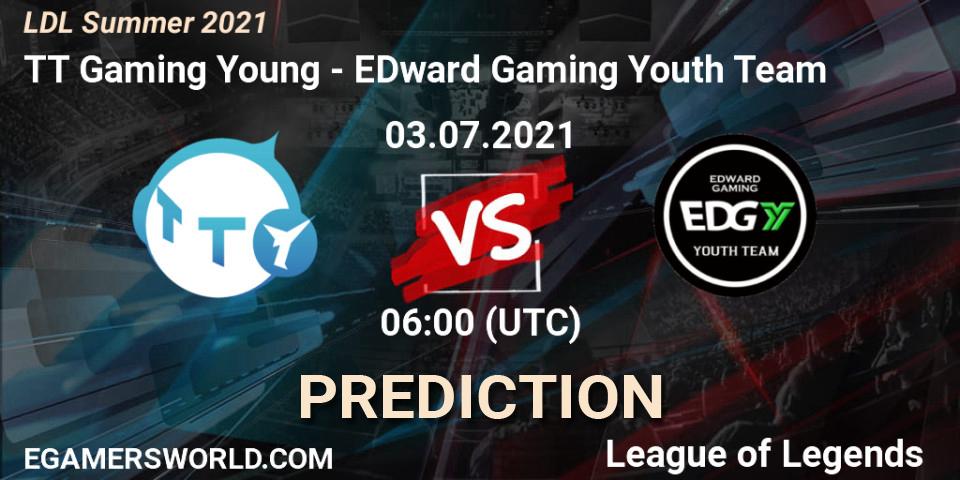 TT Gaming Young vs EDward Gaming Youth Team: Betting TIp, Match Prediction. 03.07.2021 at 06:00. LoL, LDL Summer 2021