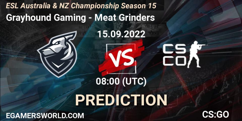 Grayhound Gaming vs Meat Grinders: Betting TIp, Match Prediction. 15.09.2022 at 08:00. Counter-Strike (CS2), ESL ANZ Champs Season 15