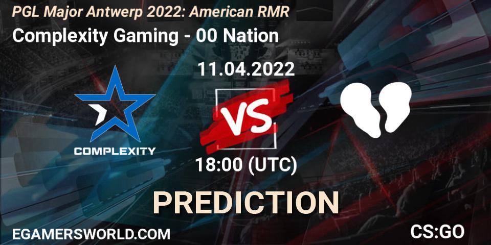 Complexity Gaming vs 00 Nation: Betting TIp, Match Prediction. 11.04.2022 at 18:10. Counter-Strike (CS2), PGL Major Antwerp 2022: American RMR