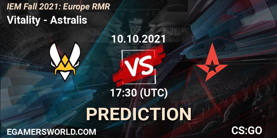 Vitality vs Astralis: Betting TIp, Match Prediction. 10.10.2021 at 19:20. Counter-Strike (CS2), IEM Fall 2021: Europe RMR