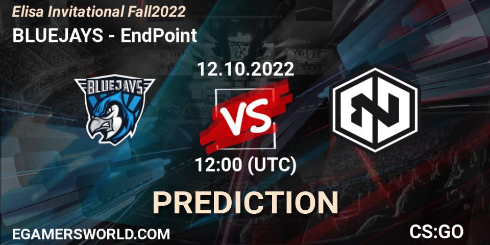 BLUEJAYS vs EndPoint: Betting TIp, Match Prediction. 12.10.2022 at 12:00. Counter-Strike (CS2), Elisa Invitational Fall 2022