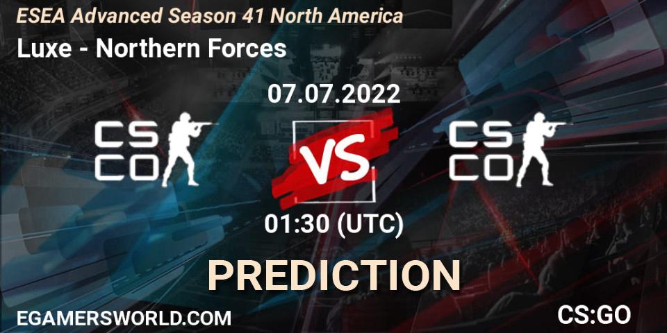 Luxe vs Northern Forces: Betting TIp, Match Prediction. 06.07.22. CS2 (CS:GO), ESEA Advanced Season 41 North America