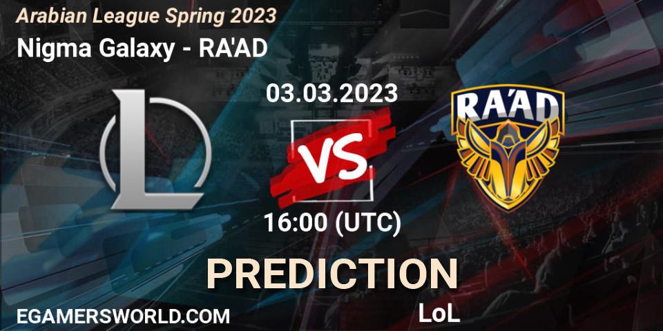 Nigma Galaxy MENA vs RA'AD: Betting TIp, Match Prediction. 10.02.23. LoL, Arabian League Spring 2023