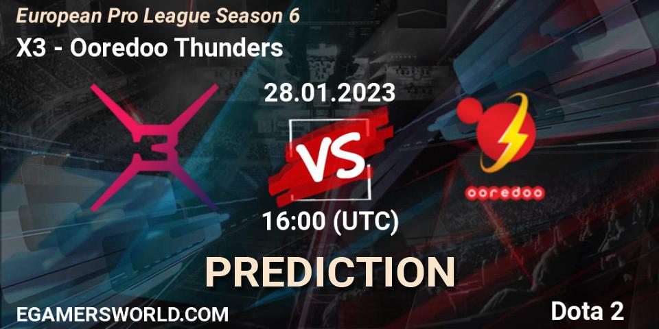X3 vs Ooredoo Thunders: Betting TIp, Match Prediction. 28.01.23. Dota 2, European Pro League Season 6