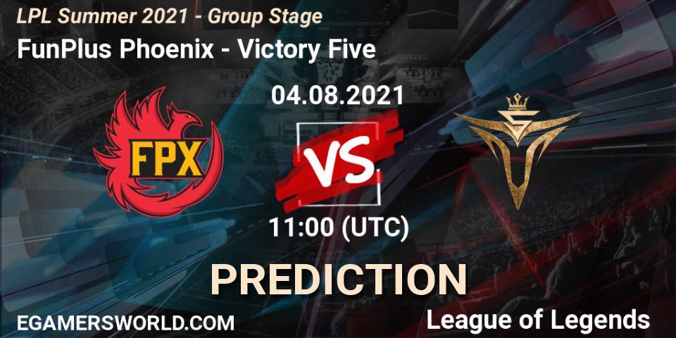 FunPlus Phoenix vs Victory Five: Betting TIp, Match Prediction. 04.08.21. LoL, LPL Summer 2021 - Group Stage