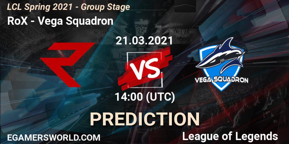 RoX vs Vega Squadron: Betting TIp, Match Prediction. 21.03.21. LoL, LCL Spring 2021 - Group Stage
