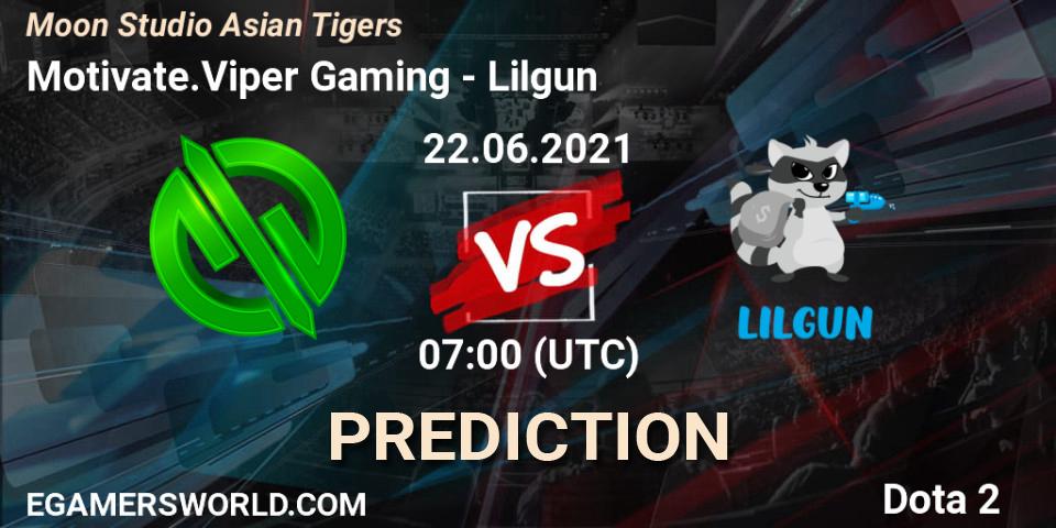 Motivate.Viper Gaming vs Lilgun: Betting TIp, Match Prediction. 22.06.2021 at 08:20. Dota 2, Moon Studio Asian Tigers