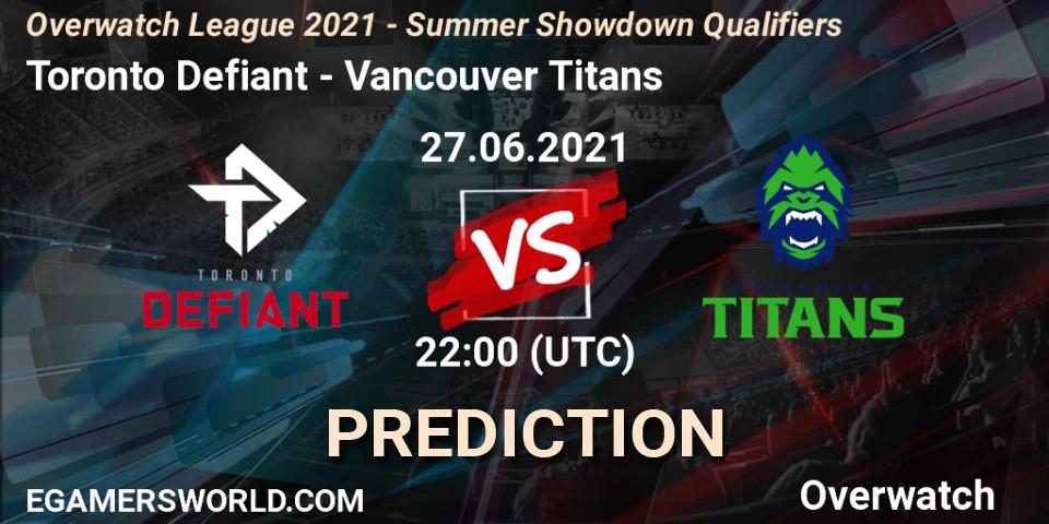 Toronto Defiant vs Vancouver Titans: Betting TIp, Match Prediction. 27.06.21. Overwatch, Overwatch League 2021 - Summer Showdown Qualifiers