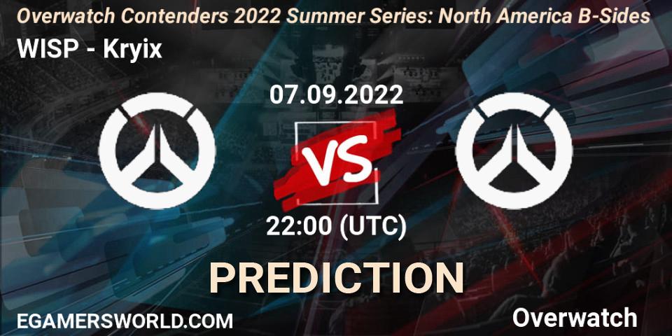 WISP vs Kryix: Betting TIp, Match Prediction. 07.09.2022 at 22:00. Overwatch, Overwatch Contenders 2022 Summer Series: North America B-Sides