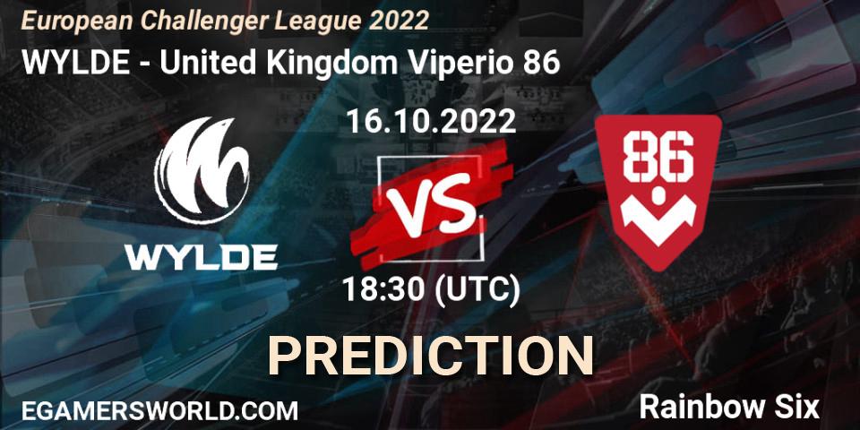 WYLDE vs United Kingdom Viperio 86: Betting TIp, Match Prediction. 21.10.2022 at 18:30. Rainbow Six, European Challenger League 2022
