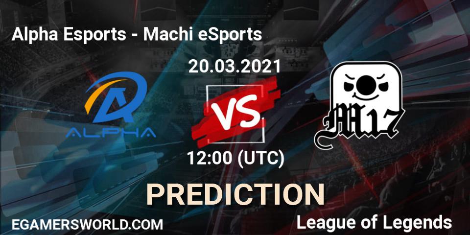 Alpha Esports vs Machi eSports: Betting TIp, Match Prediction. 20.03.2021 at 12:00. LoL, PCS Spring 2021 - Group Stage