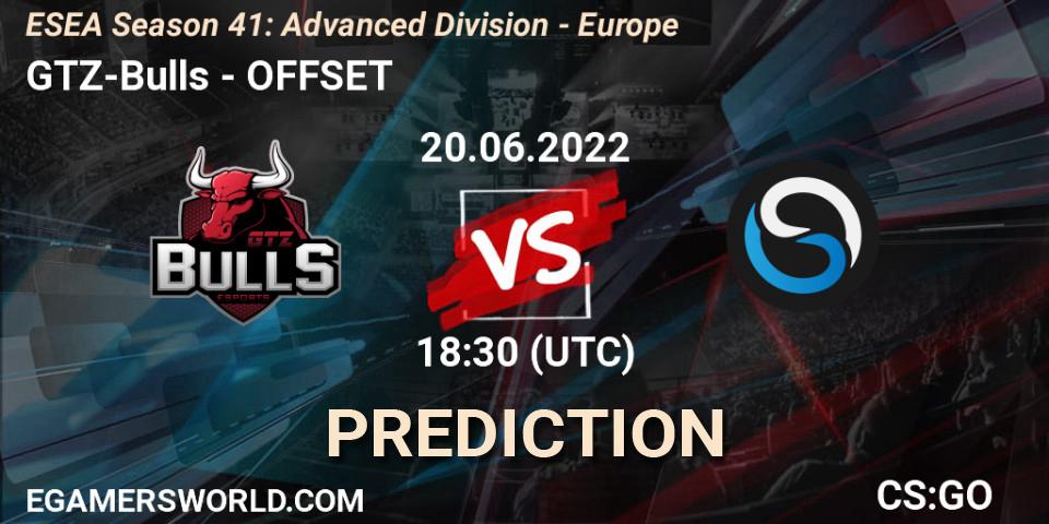 GTZ-Bulls vs OFFSET: Betting TIp, Match Prediction. 21.06.22. CS2 (CS:GO), ESEA Season 41: Advanced Division - Europe