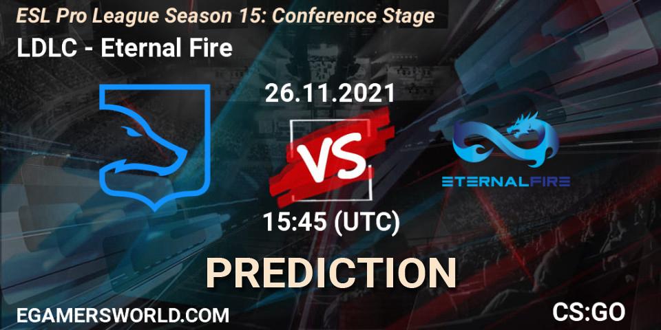 LDLC vs Eternal Fire: Betting TIp, Match Prediction. 26.11.2021 at 17:10. Counter-Strike (CS2), ESL Pro League Season 15: Conference Stage