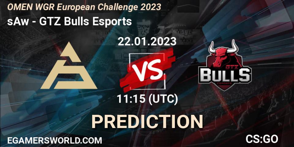sAw vs GTZ Bulls Esports: Betting TIp, Match Prediction. 22.01.23. CS2 (CS:GO), OMEN WGR European Challenge 2023
