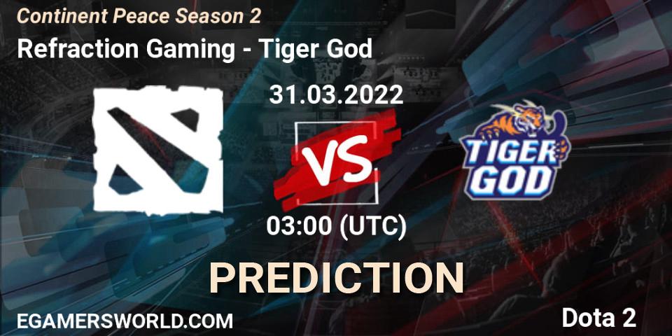Refraction Gaming vs Tiger God: Betting TIp, Match Prediction. 31.03.2022 at 03:15. Dota 2, Continent Peace Season 2 