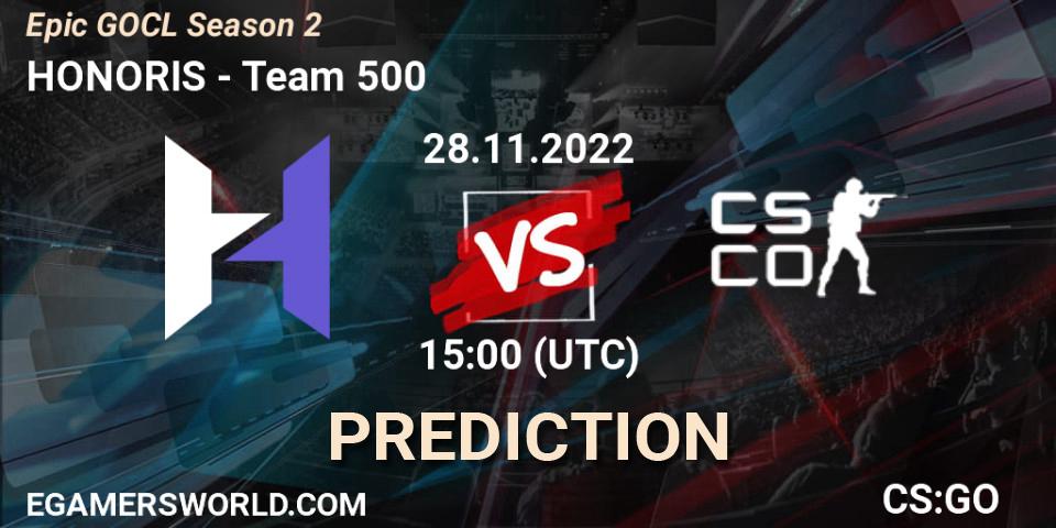 HONORIS vs Team 500: Betting TIp, Match Prediction. 28.11.22. CS2 (CS:GO), Epic GOCL Season 2