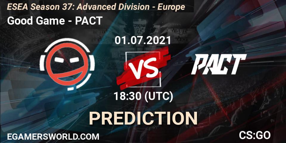 Good Game vs PACT: Betting TIp, Match Prediction. 01.07.21. CS2 (CS:GO), ESEA Season 37: Advanced Division - Europe