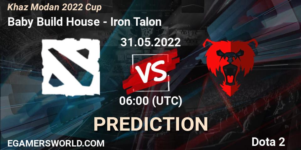 Baby Build House vs Iron Talon: Betting TIp, Match Prediction. 31.05.2022 at 05:59. Dota 2, Khaz Modan 2022 Cup