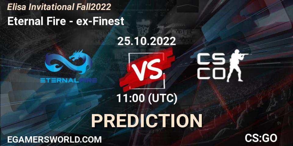 Eternal Fire vs ex-Finest: Betting TIp, Match Prediction. 25.10.2022 at 11:00. Counter-Strike (CS2), Elisa Invitational Fall 2022