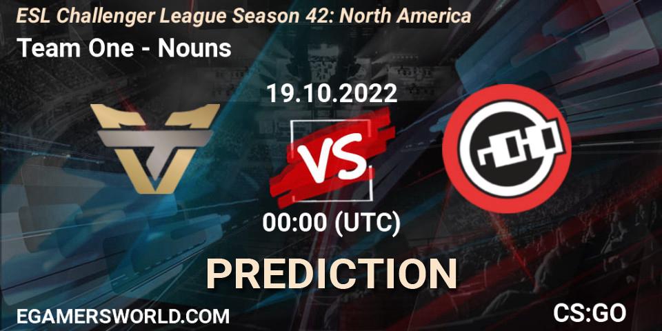 Team One vs Nouns: Betting TIp, Match Prediction. 19.10.22. CS2 (CS:GO), ESL Challenger League Season 42: North America