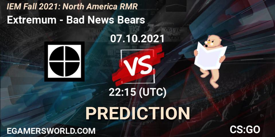 Extremum vs Bad News Bears: Betting TIp, Match Prediction. 07.10.21. CS2 (CS:GO), IEM Fall 2021: North America RMR