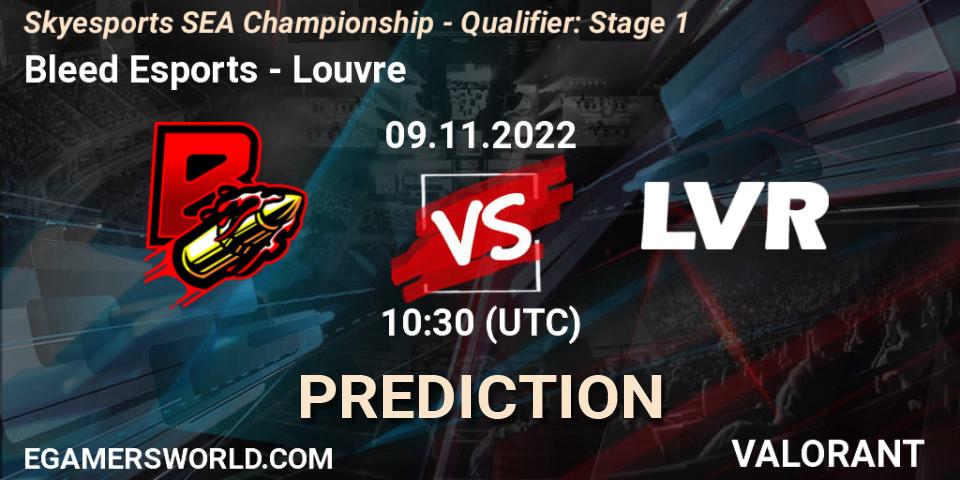 Bleed Esports vs Louvre: Betting TIp, Match Prediction. 09.11.2022 at 11:45. VALORANT, Skyesports SEA Championship - Qualifier: Stage 1