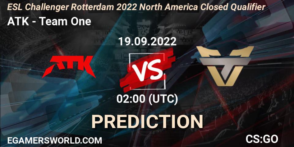 ATK vs Team One: Betting TIp, Match Prediction. 19.09.22. CS2 (CS:GO), ESL Challenger Rotterdam 2022 North America Closed Qualifier
