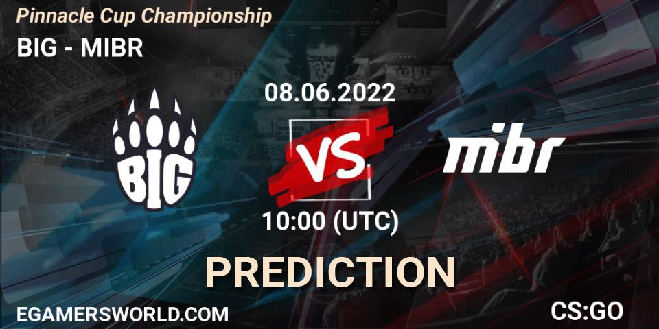 BIG vs MIBR: Betting TIp, Match Prediction. 08.06.2022 at 10:25. Counter-Strike (CS2), Pinnacle Cup Championship