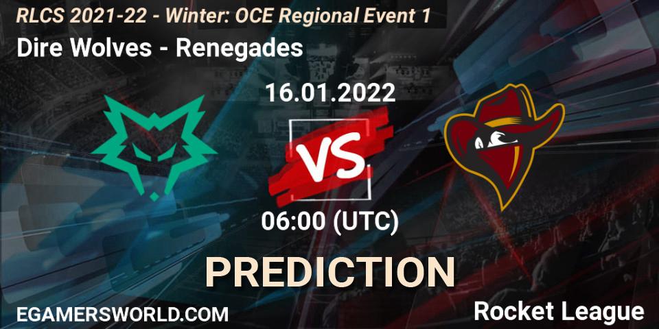 Dire Wolves vs Renegades: Betting TIp, Match Prediction. 16.01.22. Rocket League, RLCS 2021-22 - Winter: OCE Regional Event 1