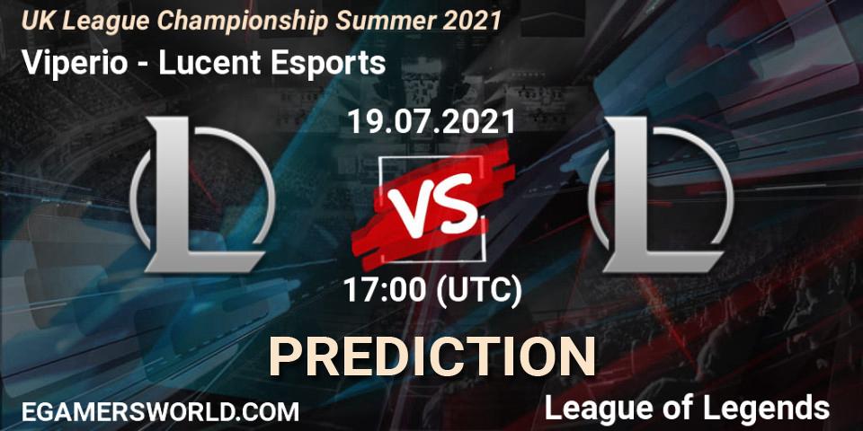 Viperio vs Lucent Esports: Betting TIp, Match Prediction. 19.07.2021 at 17:00. LoL, UK League Championship Summer 2021