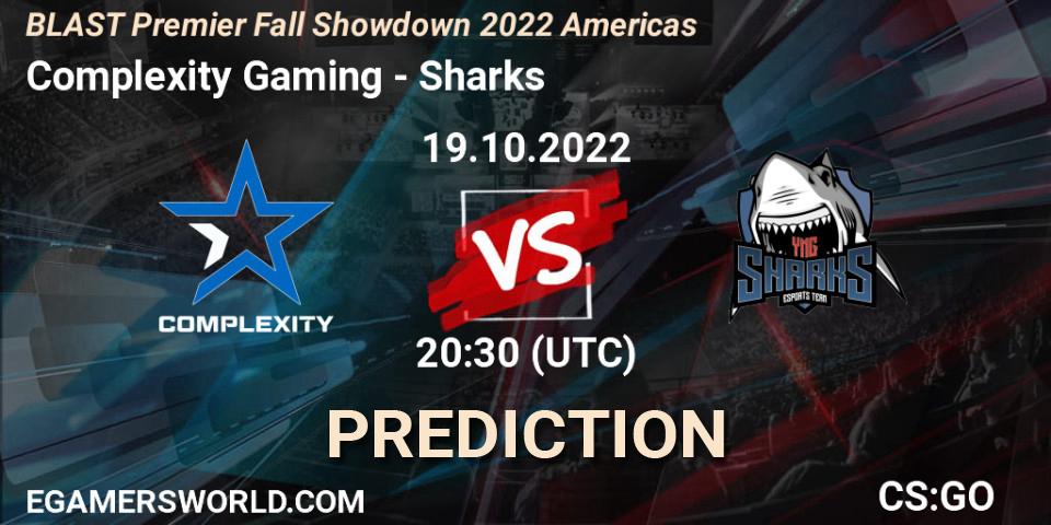Complexity Gaming vs Sharks: Betting TIp, Match Prediction. 19.10.2022 at 22:00. Counter-Strike (CS2), BLAST Premier Fall Showdown 2022 Americas