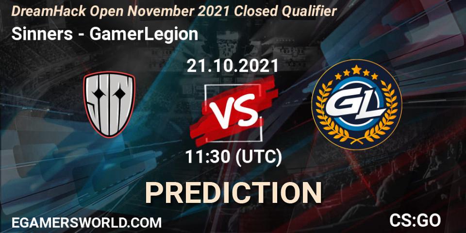 Sinners vs GamerLegion: Betting TIp, Match Prediction. 21.10.2021 at 11:30. Counter-Strike (CS2), DreamHack Open November 2021 Closed Qualifier