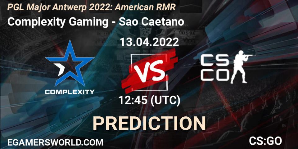 Complexity Gaming vs Sao Caetano: Betting TIp, Match Prediction. 13.04.2022 at 13:00. Counter-Strike (CS2), PGL Major Antwerp 2022: American RMR