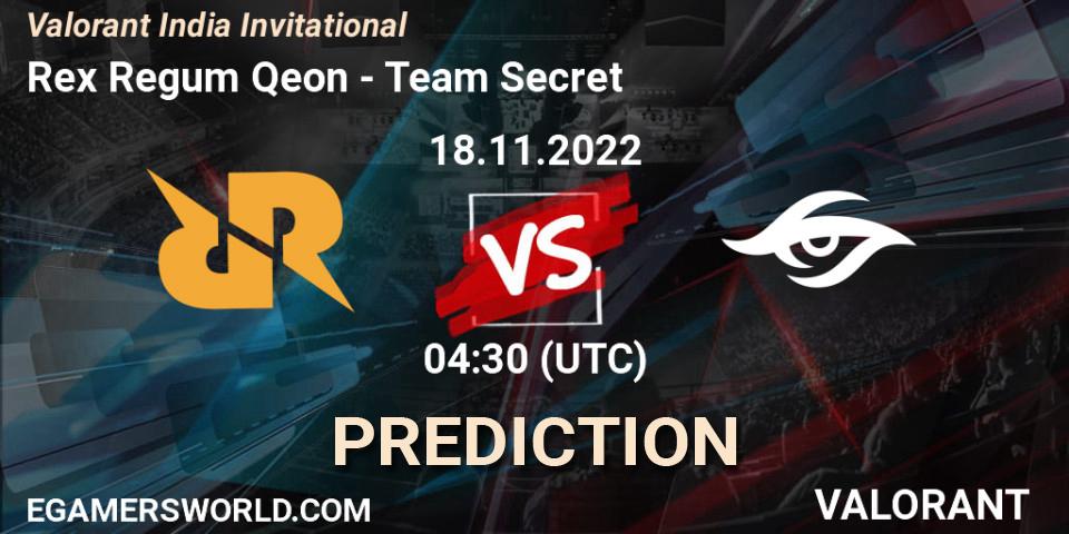 Rex Regum Qeon vs Team Secret: Betting TIp, Match Prediction. 18.11.22. VALORANT, Valorant India Invitational