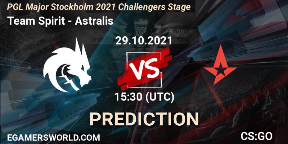 Team Spirit vs Astralis: Betting TIp, Match Prediction. 29.10.2021 at 14:35. Counter-Strike (CS2), PGL Major Stockholm 2021 Challengers Stage