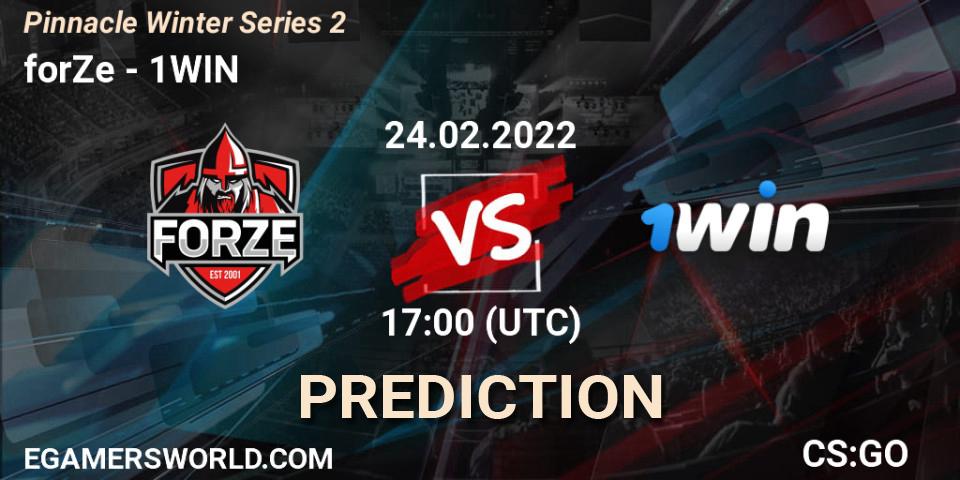 forZe vs 1WIN: Betting TIp, Match Prediction. 24.02.2022 at 17:00. Counter-Strike (CS2), Pinnacle Winter Series 2