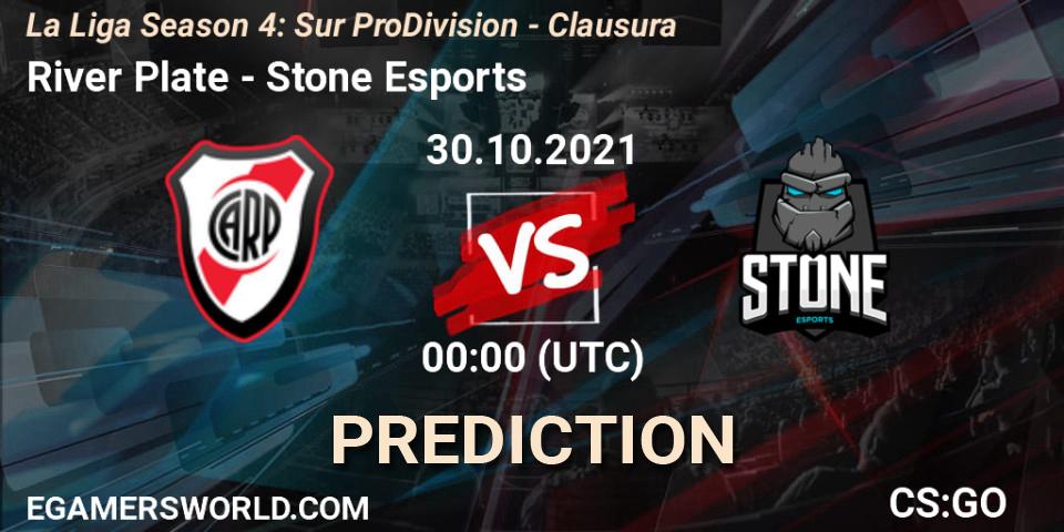 River Plate vs Stone Esports: Betting TIp, Match Prediction. 30.10.2021 at 00:10. Counter-Strike (CS2), La Liga Season 4: Sur Pro Division - Clausura