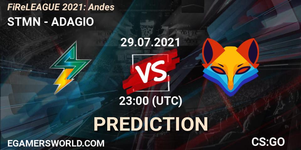 STMN vs ADAGIO: Betting TIp, Match Prediction. 29.07.2021 at 23:00. Counter-Strike (CS2), FiReLEAGUE 2021: Andes