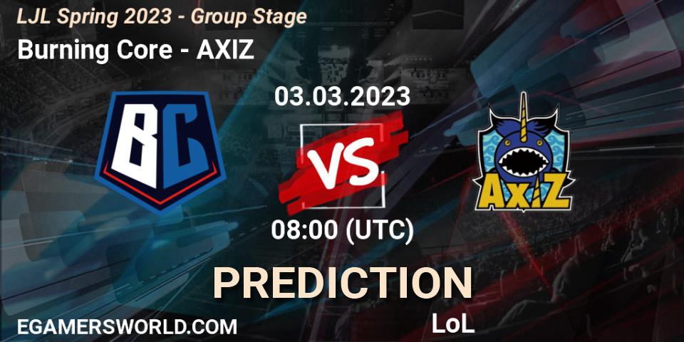 Burning Core vs AXIZ: Betting TIp, Match Prediction. 03.03.23. LoL, LJL Spring 2023 - Group Stage