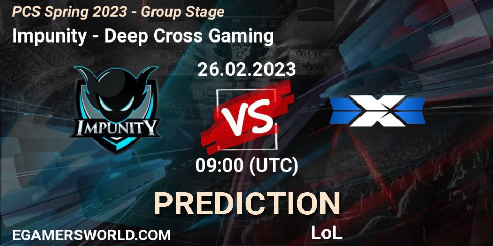 Impunity vs Deep Cross Gaming: Betting TIp, Match Prediction. 05.02.23. LoL, PCS Spring 2023 - Group Stage
